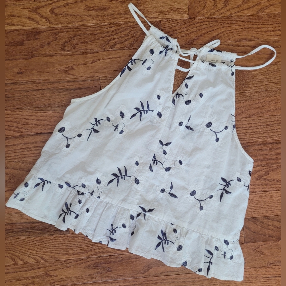 Beautiful Floral Summer Tank Top - Country Chic - Embroidered Flowers